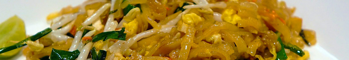 Eating Thai at Noodies Thai Kitchen restaurant in New York, NY.